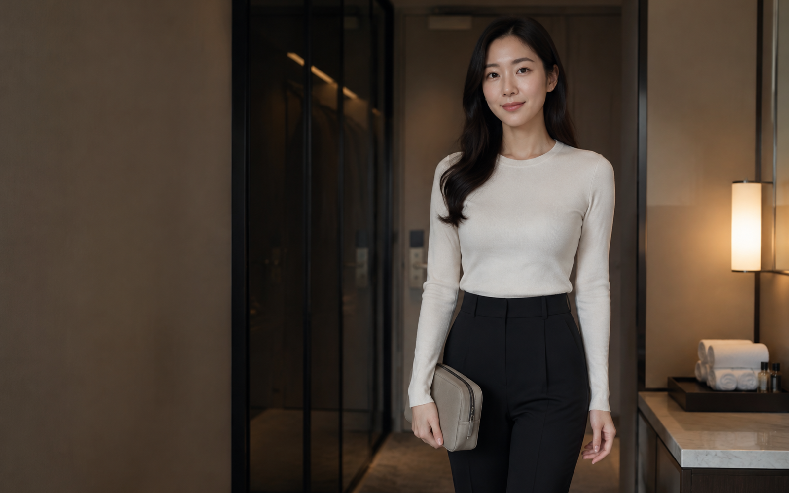 서울 서대문구 방문 홈케어를 안내하는 젊은 성인 한국 여성 관리사